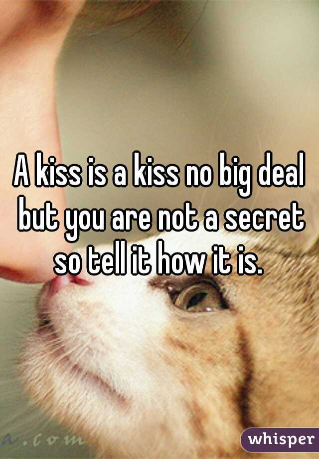 A kiss is a kiss no big deal but you are not a secret so tell it how it is. 