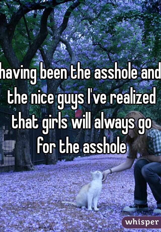having been the asshole and the nice guys I've realized that girls will always go for the asshole