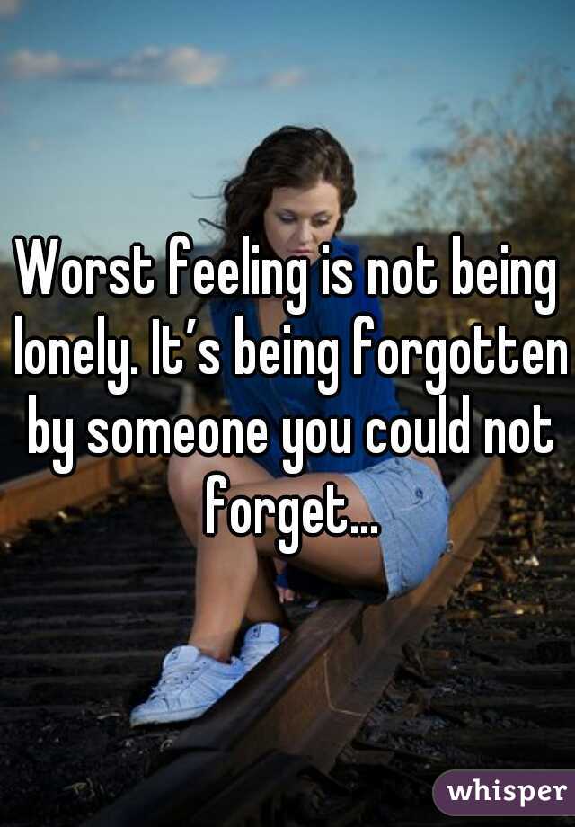 Worst feeling is not being lonely. It’s being forgotten by someone you could not forget...
