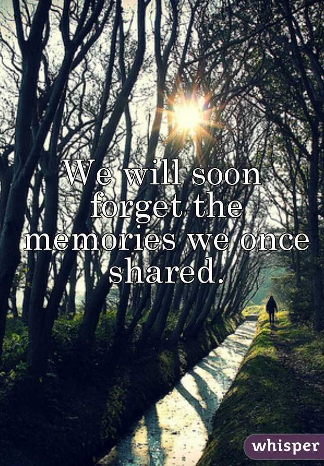 We will soon
 forget the memories we once shared.
