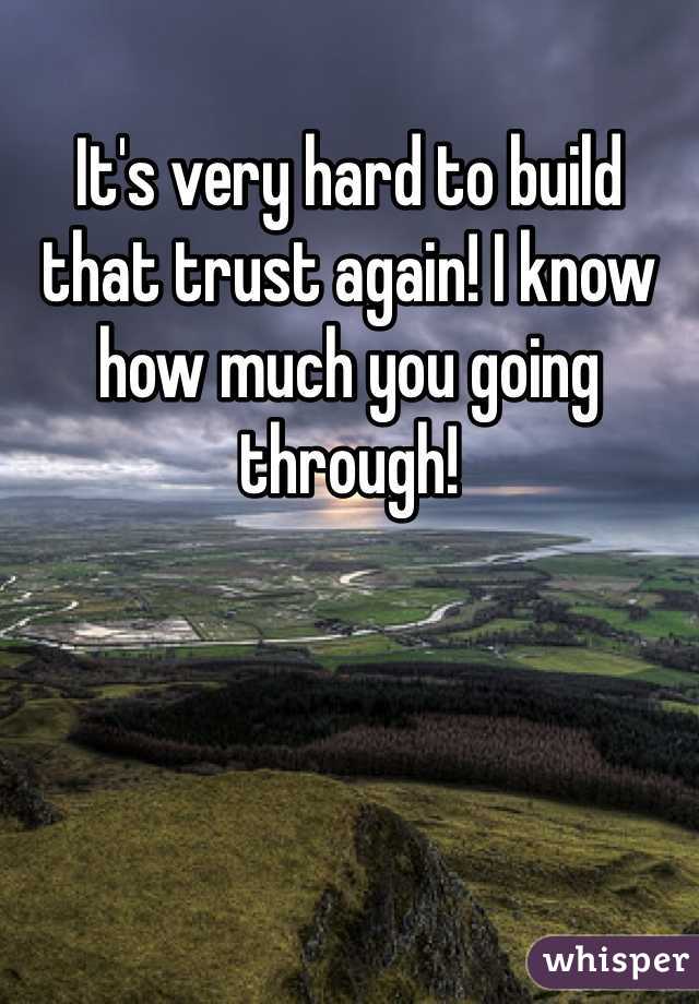 It's very hard to build that trust again! I know how much you going through! 