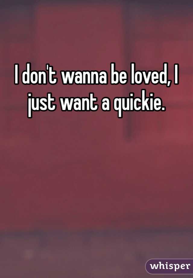 I don't wanna be loved, I just want a quickie. 
