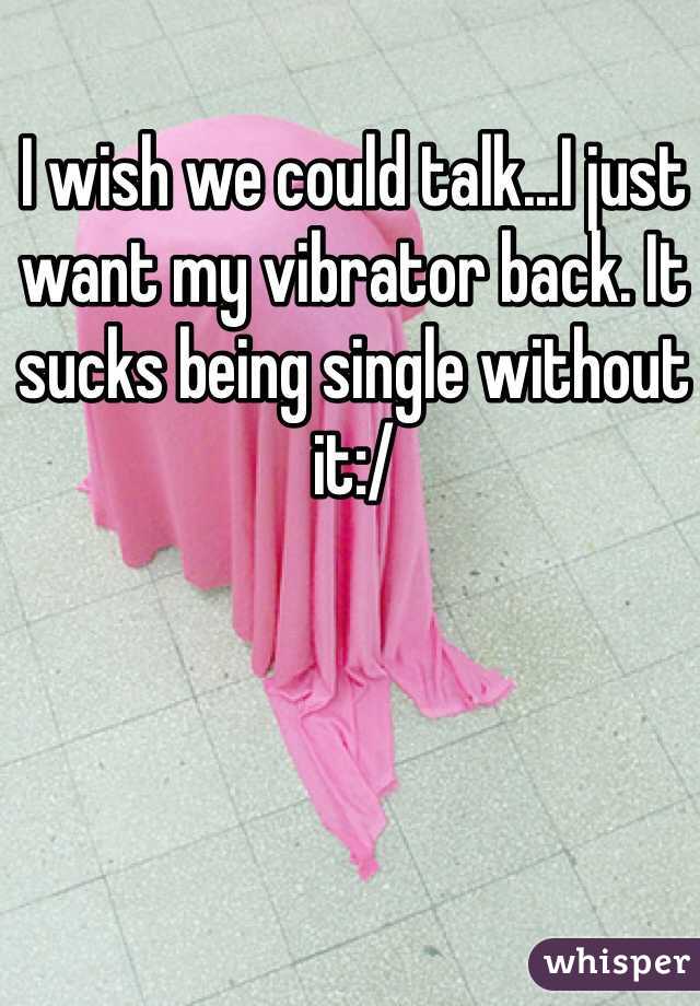 I wish we could talk...I just want my vibrator back. It sucks being single without it:/  