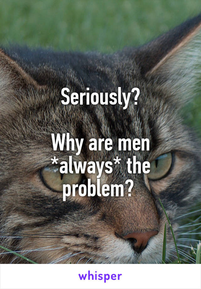 Seriously?

Why are men *always* the problem? 