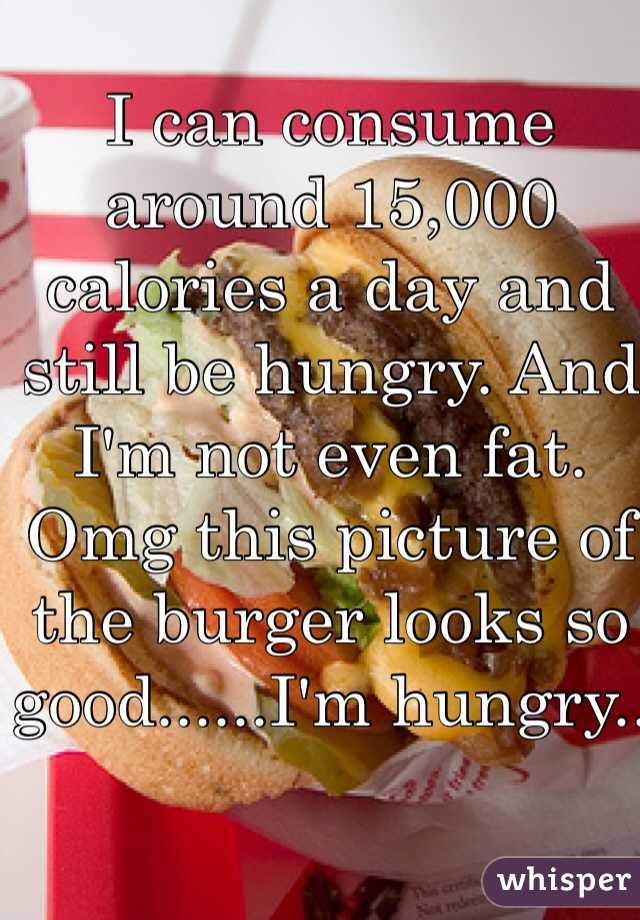 I can consume around 15,000 calories a day and still be hungry. And I'm not even fat. Omg this picture of the burger looks so good......I'm hungry..