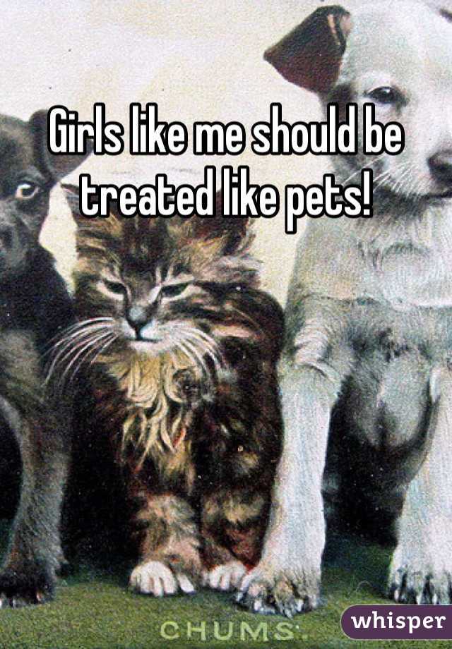 Girls like me should be treated like pets!