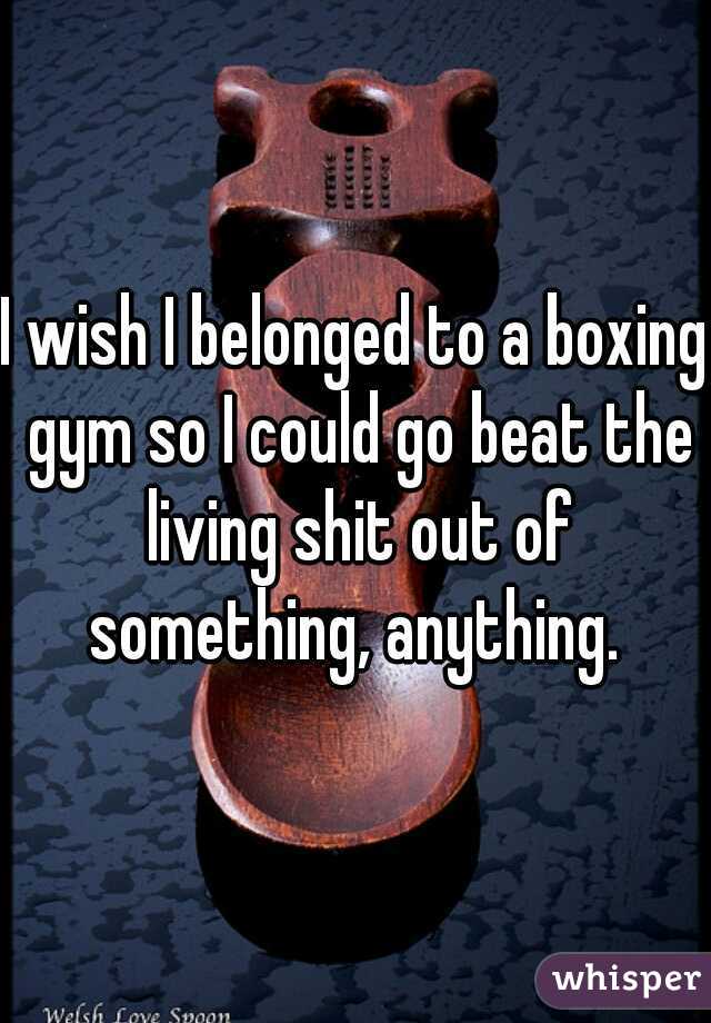 I wish I belonged to a boxing gym so I could go beat the living shit out of something, anything. 