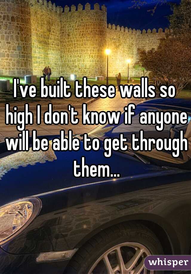 I've built these walls so high I don't know if anyone will be able to get through them...