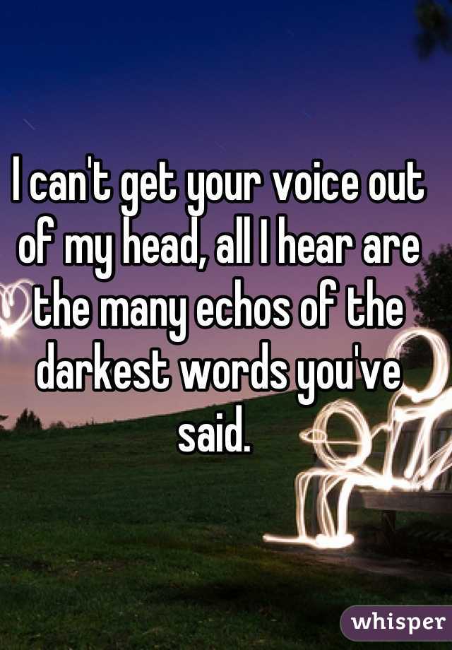 I can't get your voice out of my head, all I hear are the many echos of the darkest words you've said. 