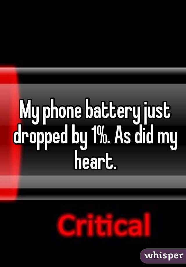 My phone battery just dropped by 1%. As did my heart.