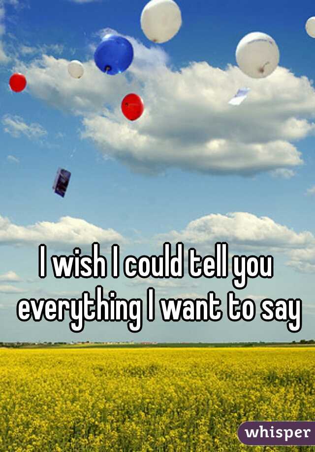 I wish I could tell you everything I want to say