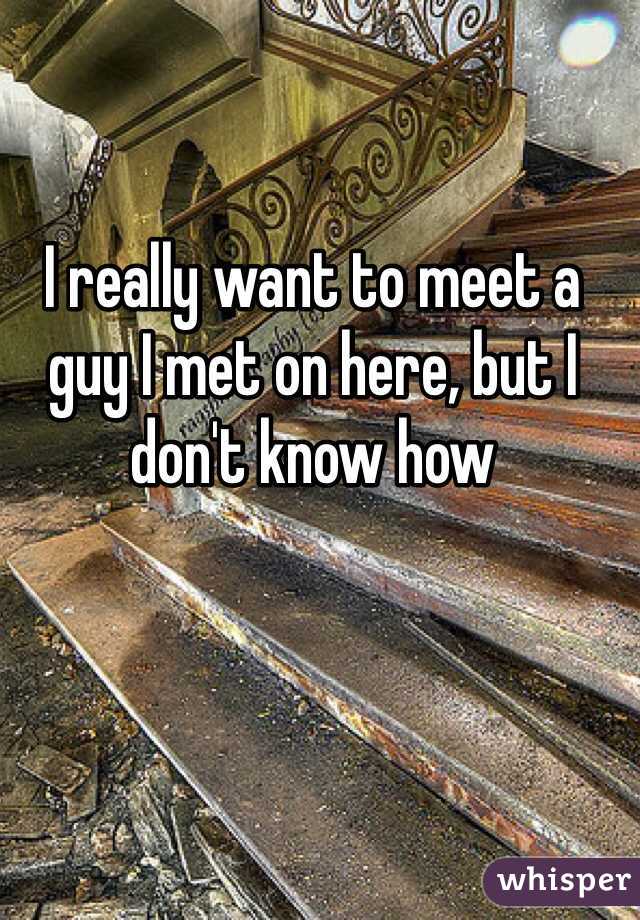 I really want to meet a guy I met on here, but I don't know how 