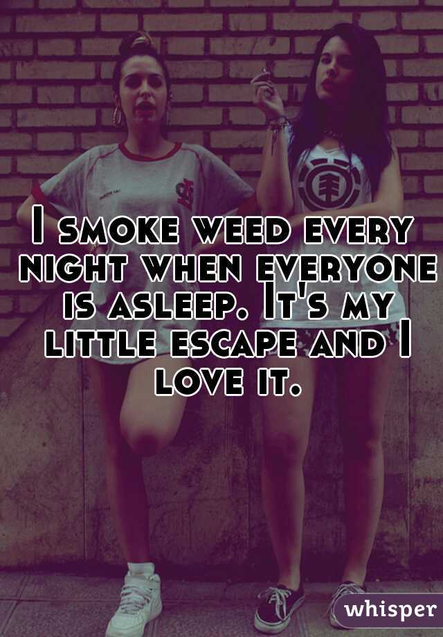 I smoke weed every night when everyone is asleep. It's my little escape and I love it.