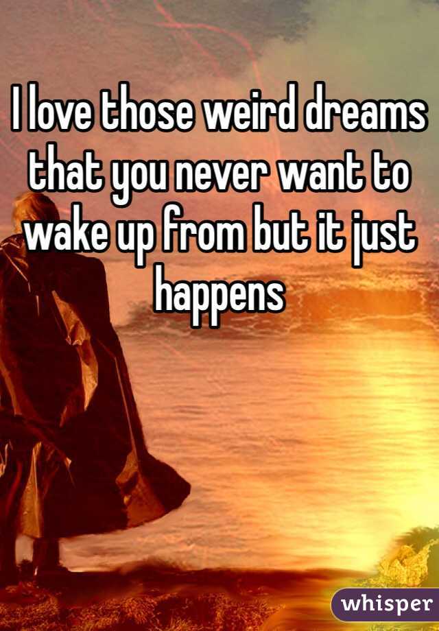 I love those weird dreams that you never want to wake up from but it just happens