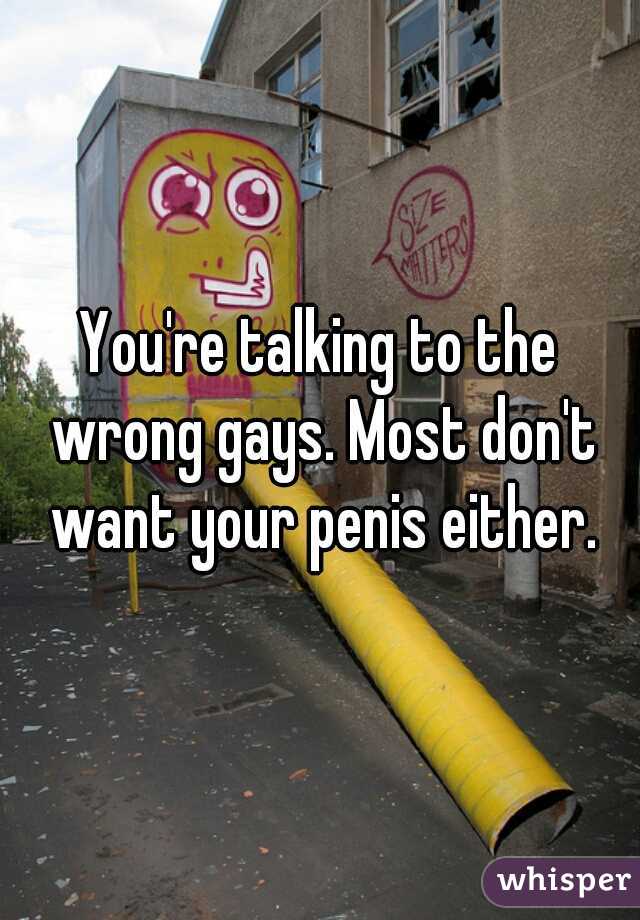 You're talking to the wrong gays. Most don't want your penis either.