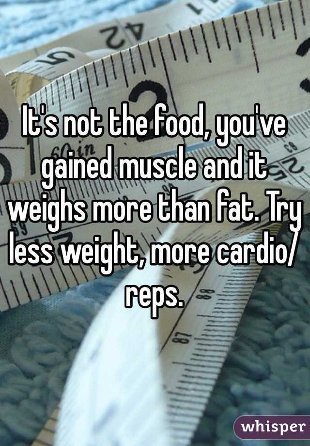 It's not the food, you've gained muscle and it weighs more than fat. Try less weight, more cardio/reps. 