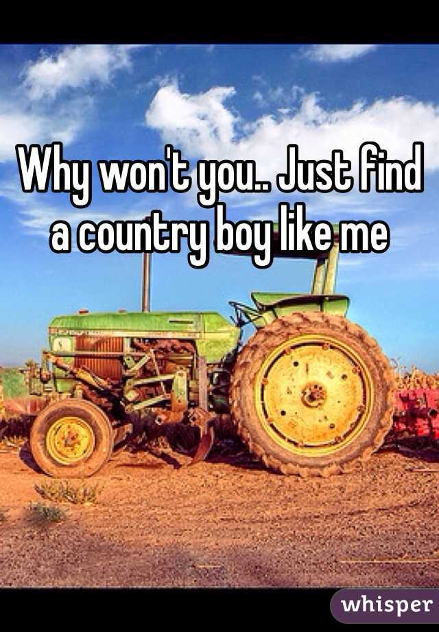 Why won't you.. Just find a country boy like me 