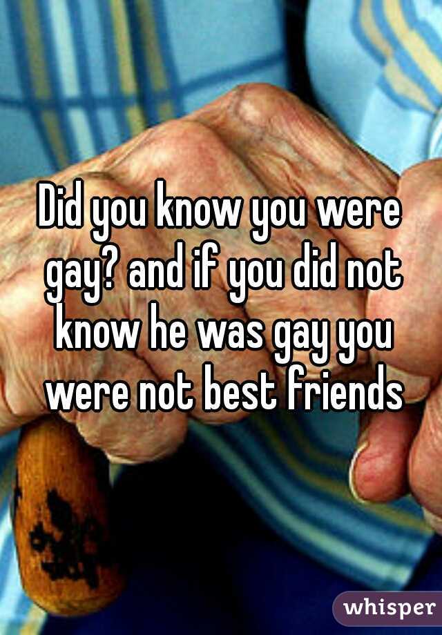 Did you know you were gay? and if you did not know he was gay you were not best friends