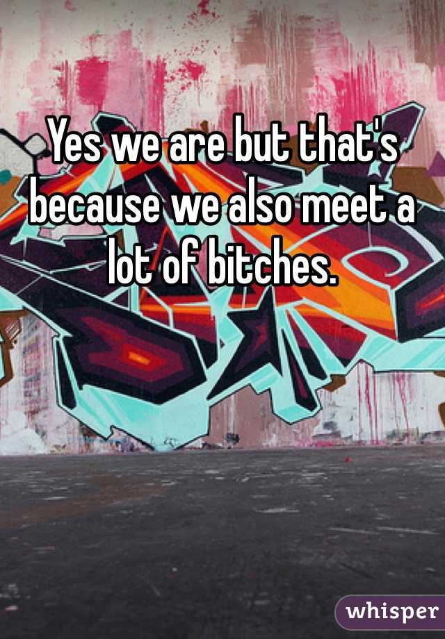 Yes we are but that's because we also meet a lot of bitches. 