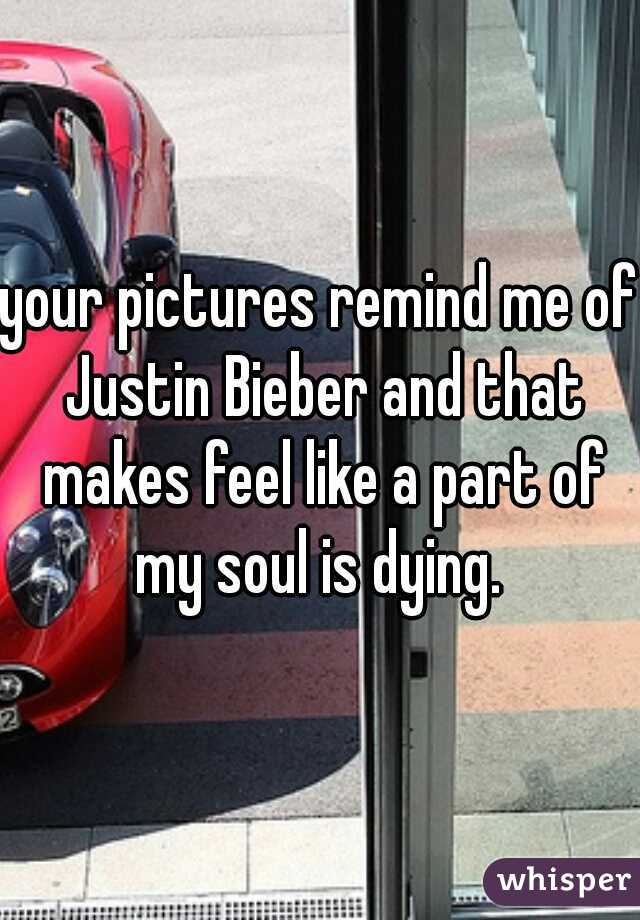 your pictures remind me of Justin Bieber and that makes feel like a part of my soul is dying. 
