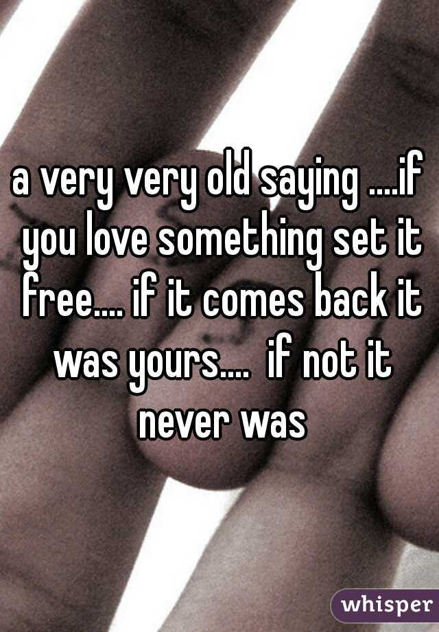 a very very old saying ....if you love something set it free.... if it comes back it was yours....  if not it never was