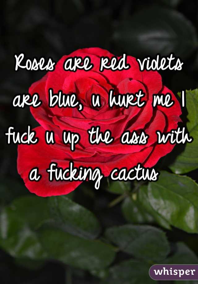 Roses are red violets are blue, u hurt me I fuck u up the ass with a fucking cactus 