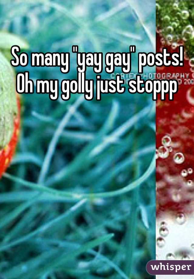 So many "yay gay" posts! Oh my golly just stoppp