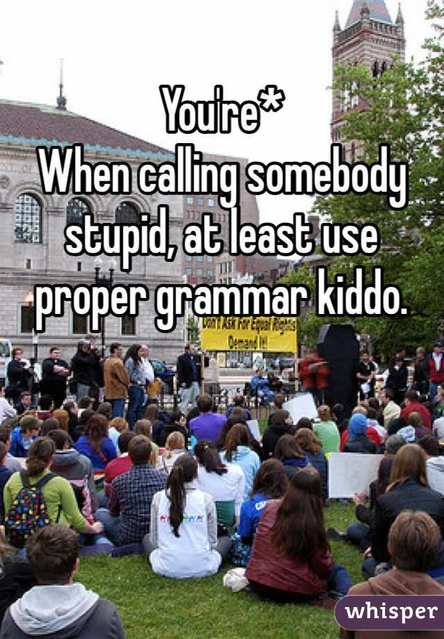 You're*
When calling somebody stupid, at least use proper grammar kiddo.  