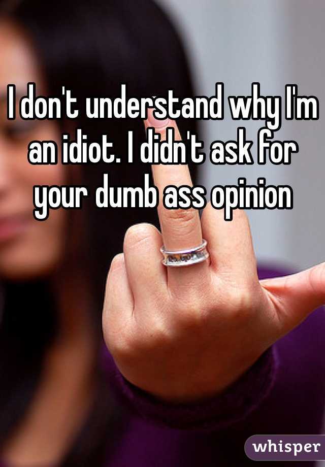 I don't understand why I'm an idiot. I didn't ask for your dumb ass opinion 
