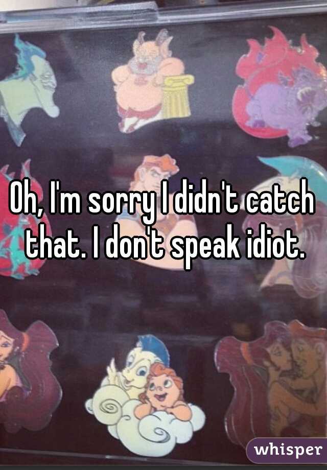 Oh, I'm sorry I didn't catch that. I don't speak idiot.