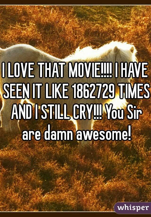 I LOVE THAT MOVIE!!!! I HAVE SEEN IT LIKE 1862729 TIMES AND I STILL CRY!!! You Sir are damn awesome!