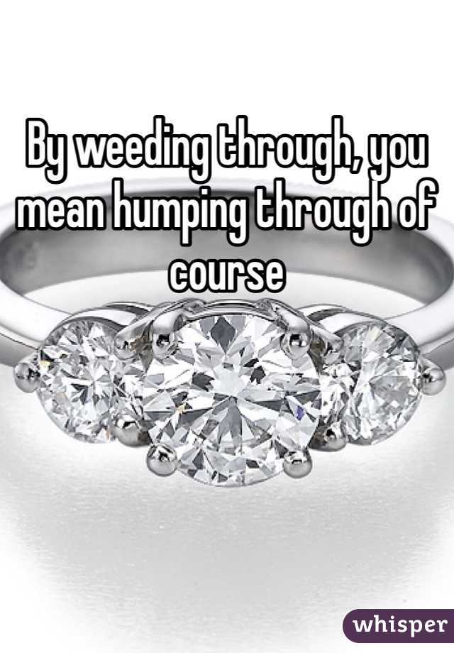 By weeding through, you mean humping through of course 
