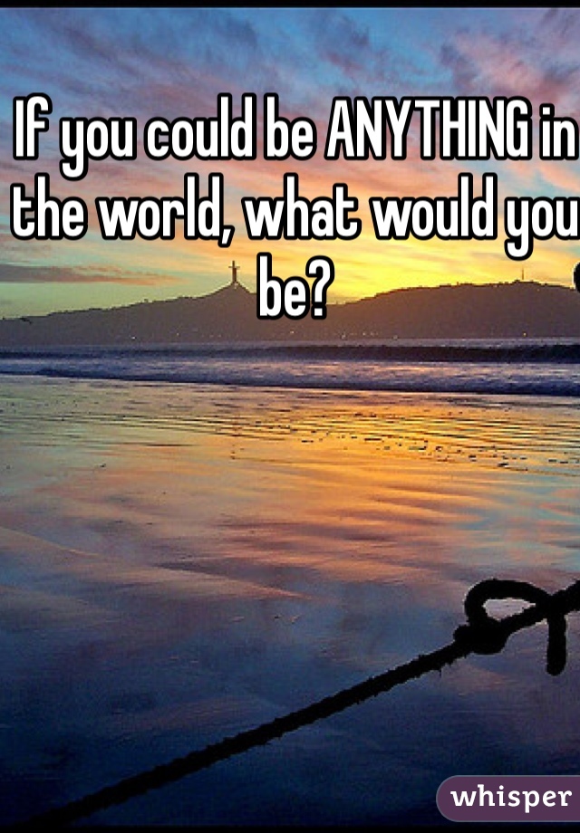 If you could be ANYTHING in the world, what would you be? 