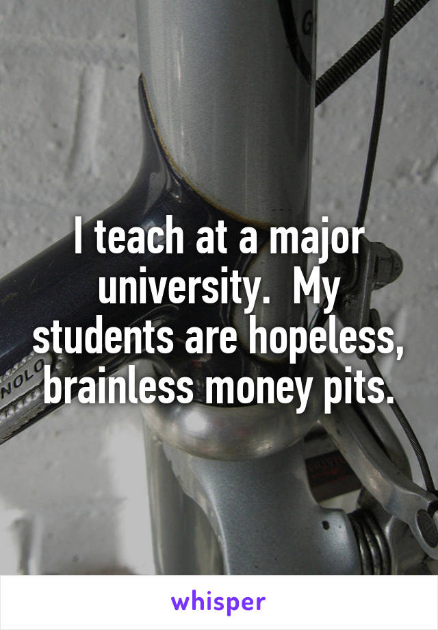 I teach at a major university.  My students are hopeless, brainless money pits.