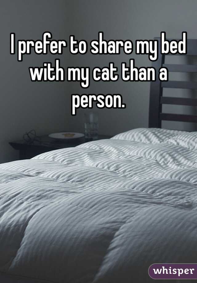 I prefer to share my bed with my cat than a person.