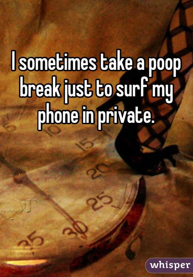 I sometimes take a poop break just to surf my phone in private. 