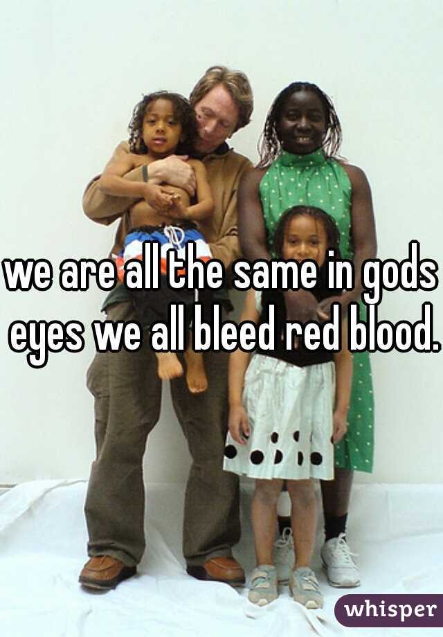we are all the same in gods eyes we all bleed red blood.