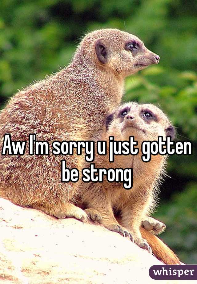 Aw I'm sorry u just gotten be strong 