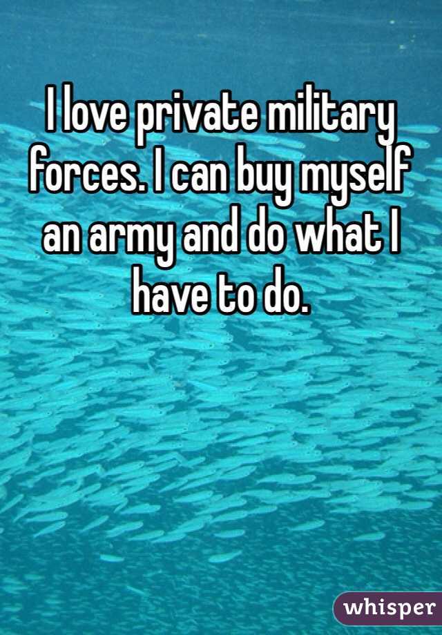 I love private military forces. I can buy myself an army and do what I have to do. 