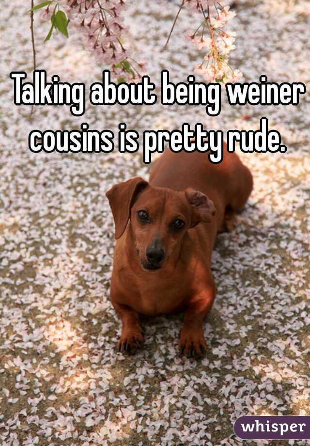 Talking about being weiner cousins is pretty rude. 