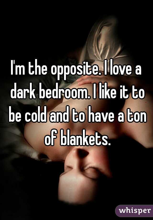 I'm the opposite. I love a dark bedroom. I like it to be cold and to have a ton of blankets.