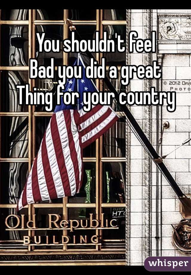 You shouldn't feel 
Bad you did a great
Thing for your country