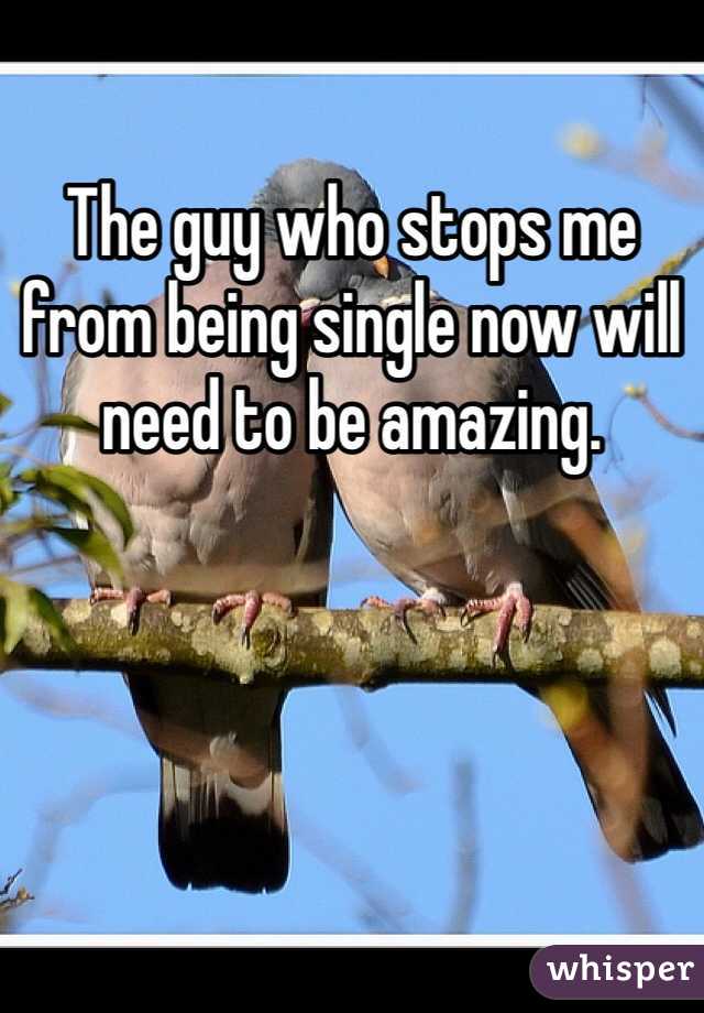 The guy who stops me from being single now will need to be amazing. 