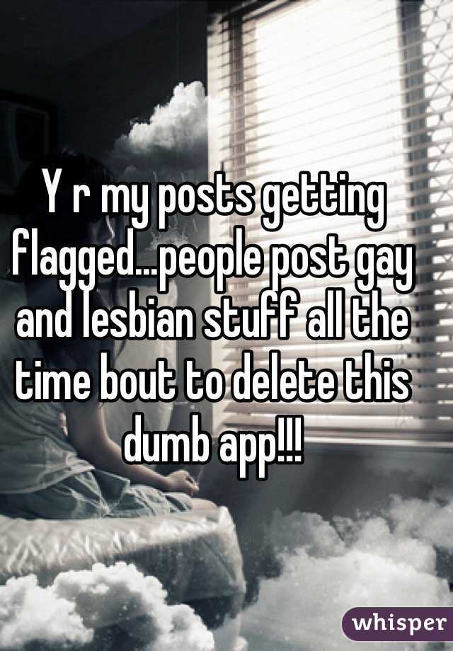 Y r my posts getting flagged...people post gay and lesbian stuff all the time bout to delete this dumb app!!!