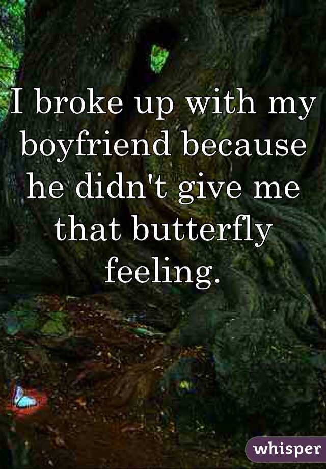 I broke up with my boyfriend because he didn't give me that butterfly feeling. 