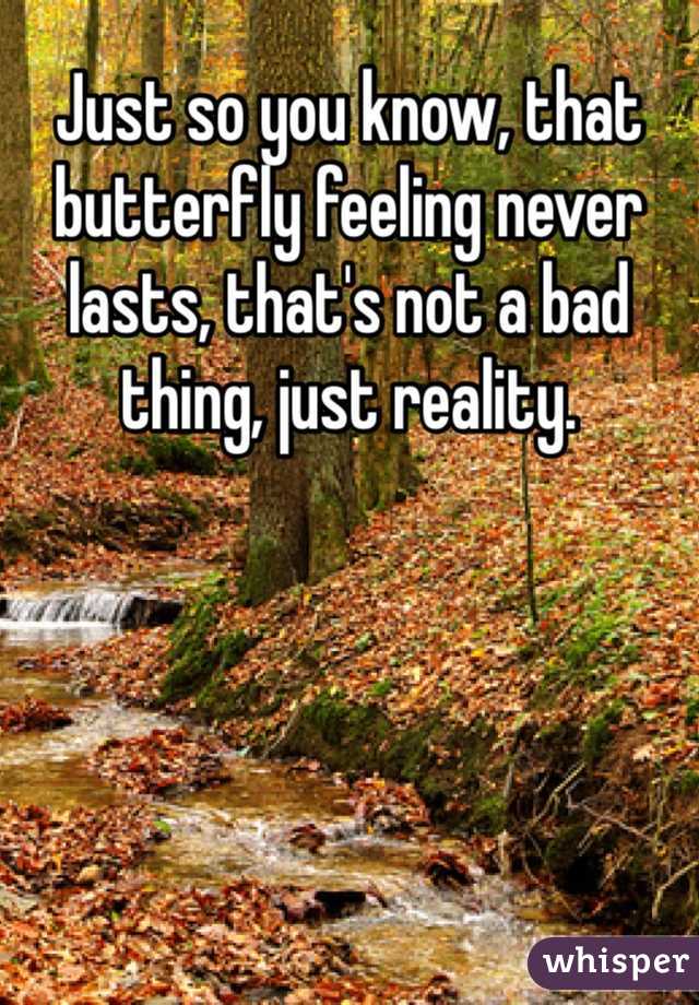 Just so you know, that butterfly feeling never lasts, that's not a bad thing, just reality.