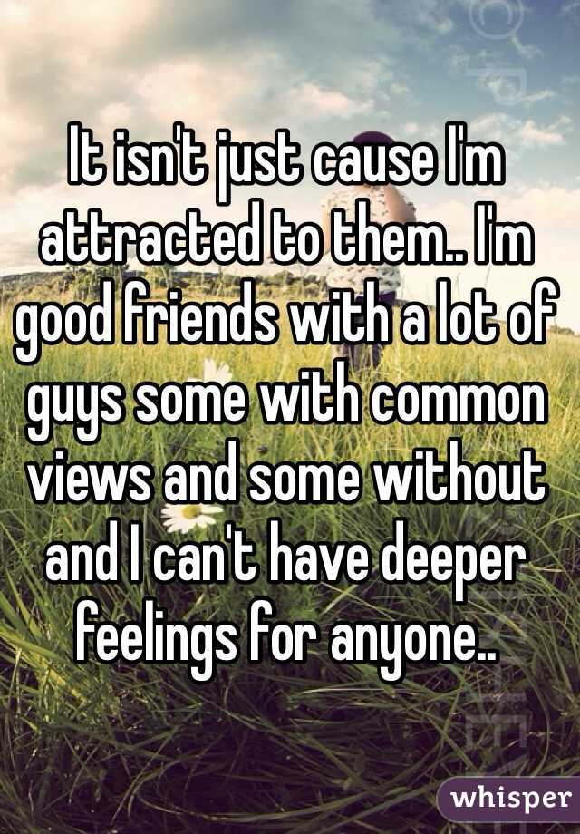 It isn't just cause I'm attracted to them.. I'm good friends with a lot of guys some with common views and some without and I can't have deeper feelings for anyone..