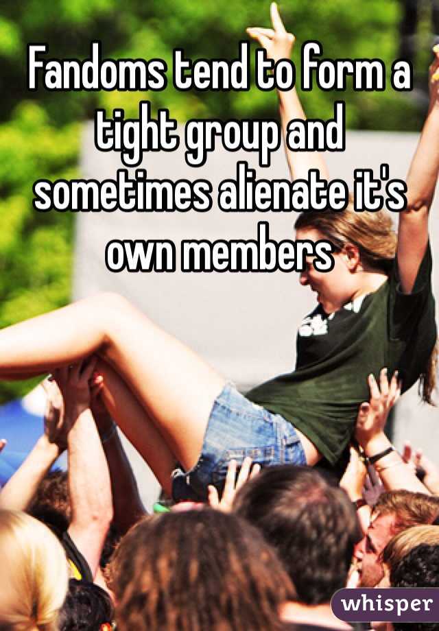 Fandoms tend to form a tight group and sometimes alienate it's own members 