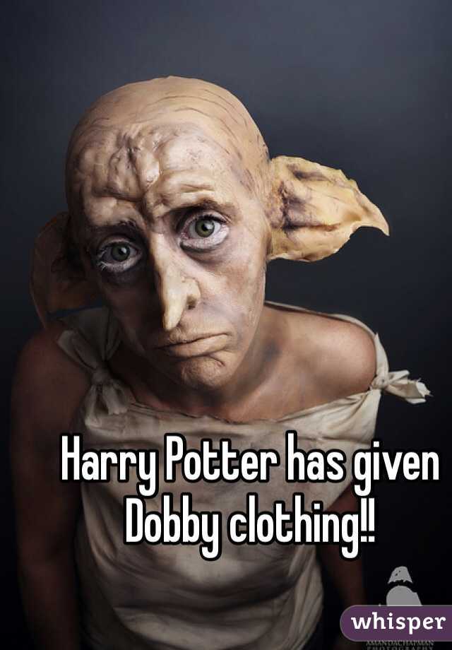 Harry Potter has given 
Dobby clothing!!
