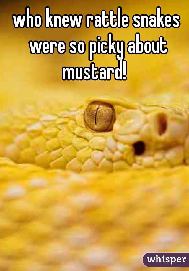 who knew rattle snakes were so picky about mustard!  